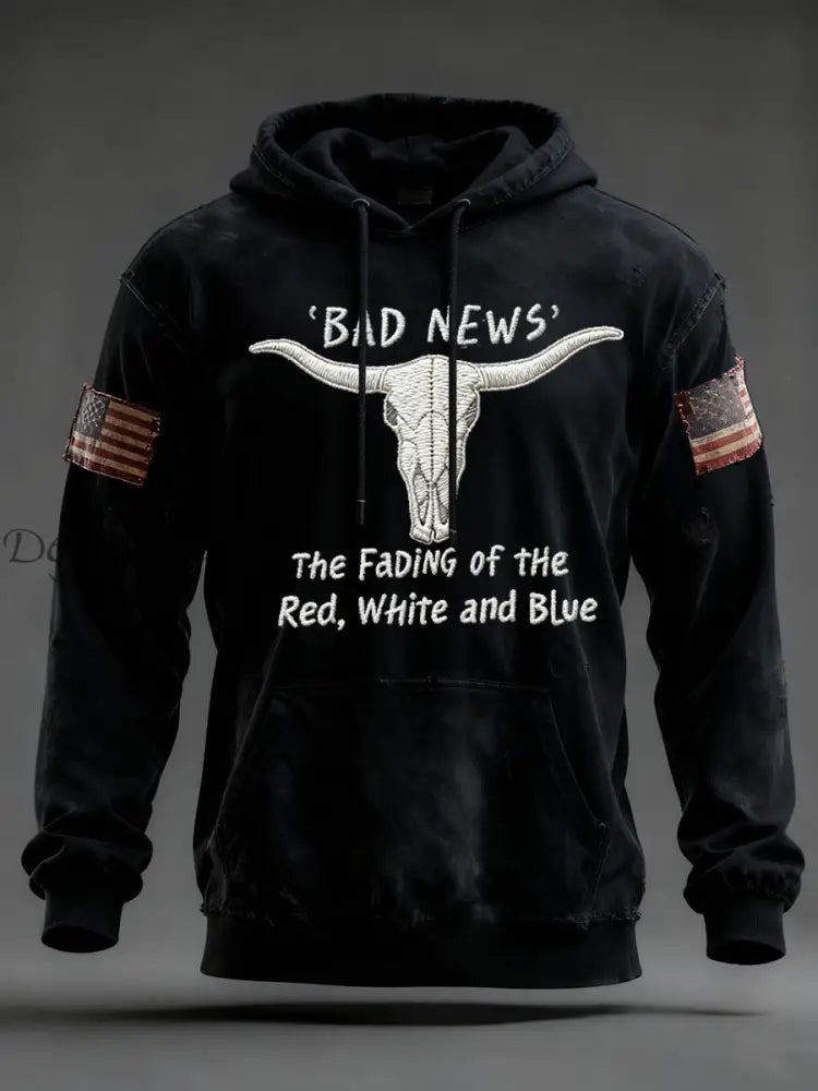 Men’s The Fading Of The Red White And Blue Oversized Drop-Shoulder Hoodie With Pockets Black / S