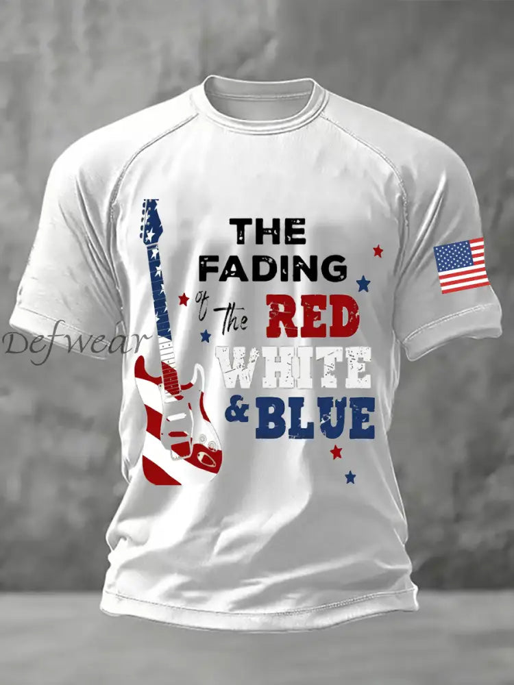 Men’s The Fading Of The Red White And Blue Printed Casual short sleeves t-shirt White / S