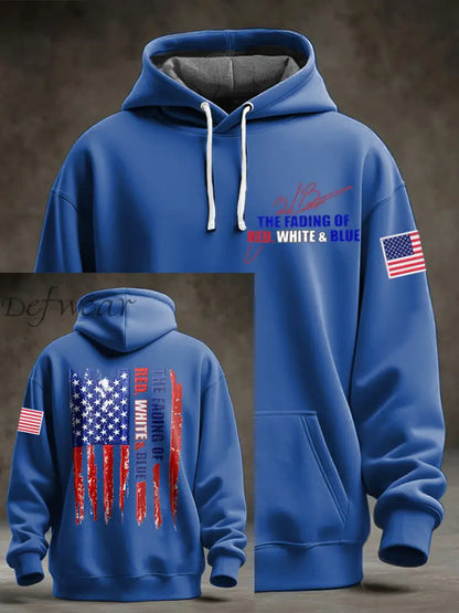 Men’s The Fading of the Red White and Blue Printed Hoodie Blue / S
