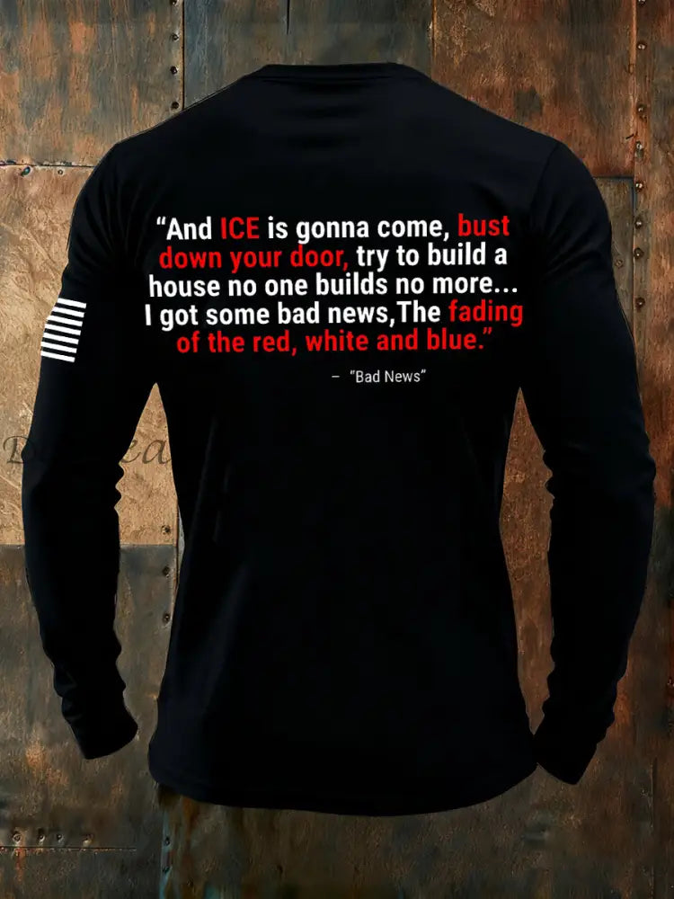 Men’s The Fading of the Red White and Blue Printed long sleeve T-shirt