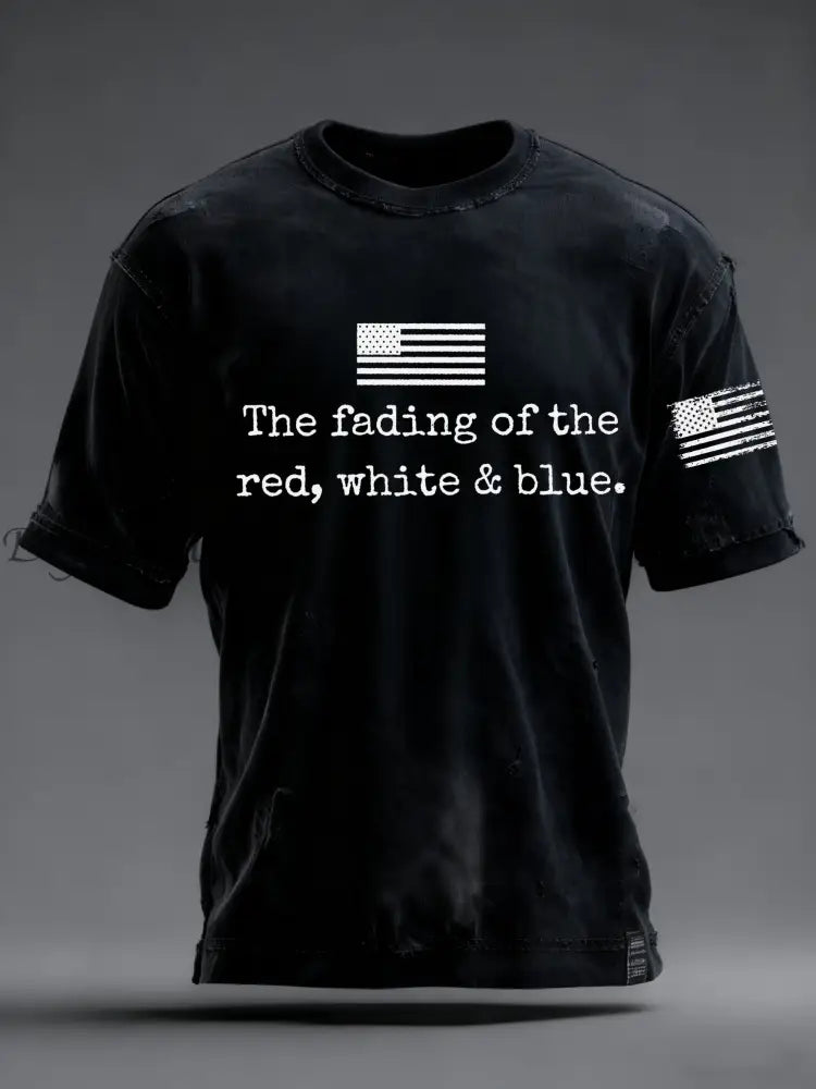 Men’s The Fading Of The Red White And Blue Printed T-Shirt Black / S