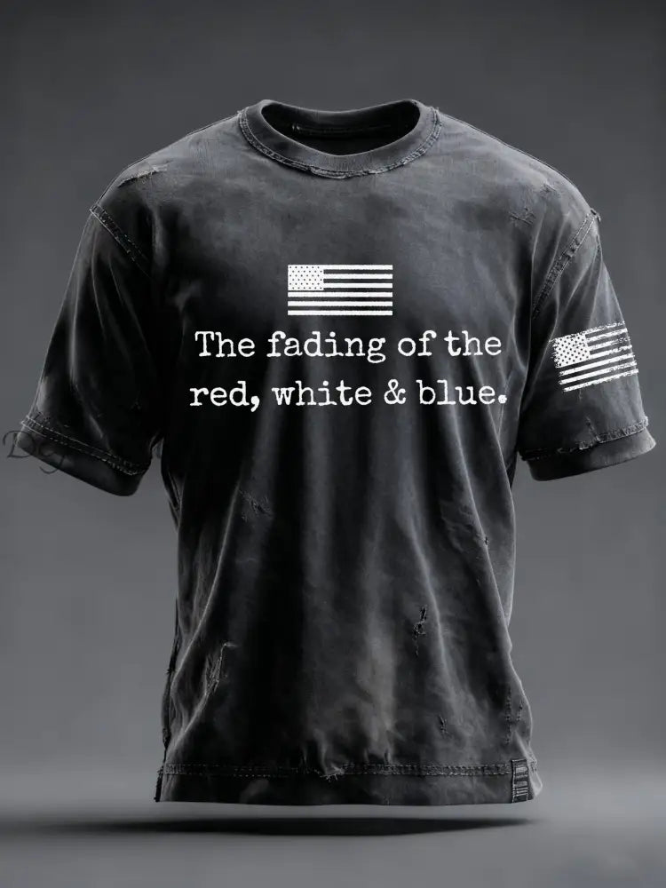Men’s The Fading Of The Red White And Blue Printed T-Shirt Dark Gray / S