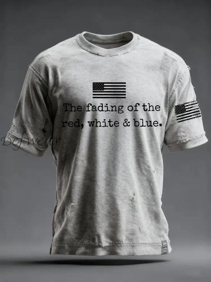 Men’s The Fading Of The Red White And Blue Printed T-Shirt Light Gray / S