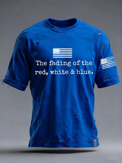 Men’s The Fading Of The Red White And Blue Printed T-Shirt Blue / S