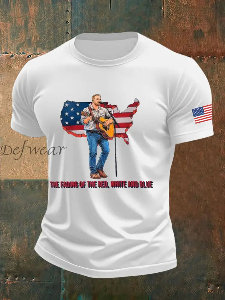 Men’s The Fading Of The Red White And Blue Printed T-shirt White / S