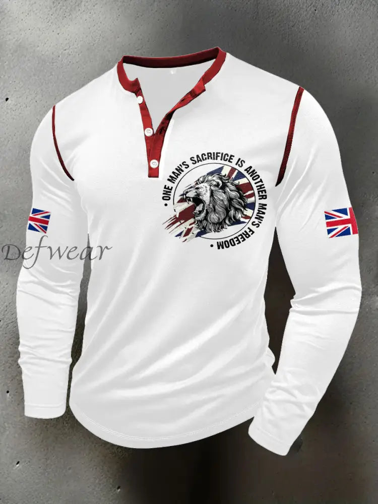 Men’s UK Flag Art Printed Casual Tops White / S