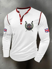 Men’s UK Flag Art Printed Casual Tops White / S