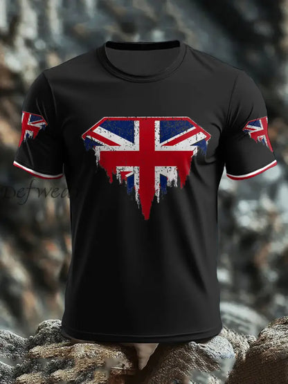 Men’s UK Flag Art Printed T shirt Black / S
