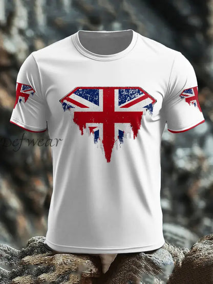 Men’s UK Flag Art Printed T shirt White / S