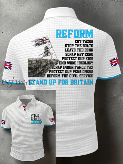 Men’s UK Flag Reform Printed Casual Tops White / S