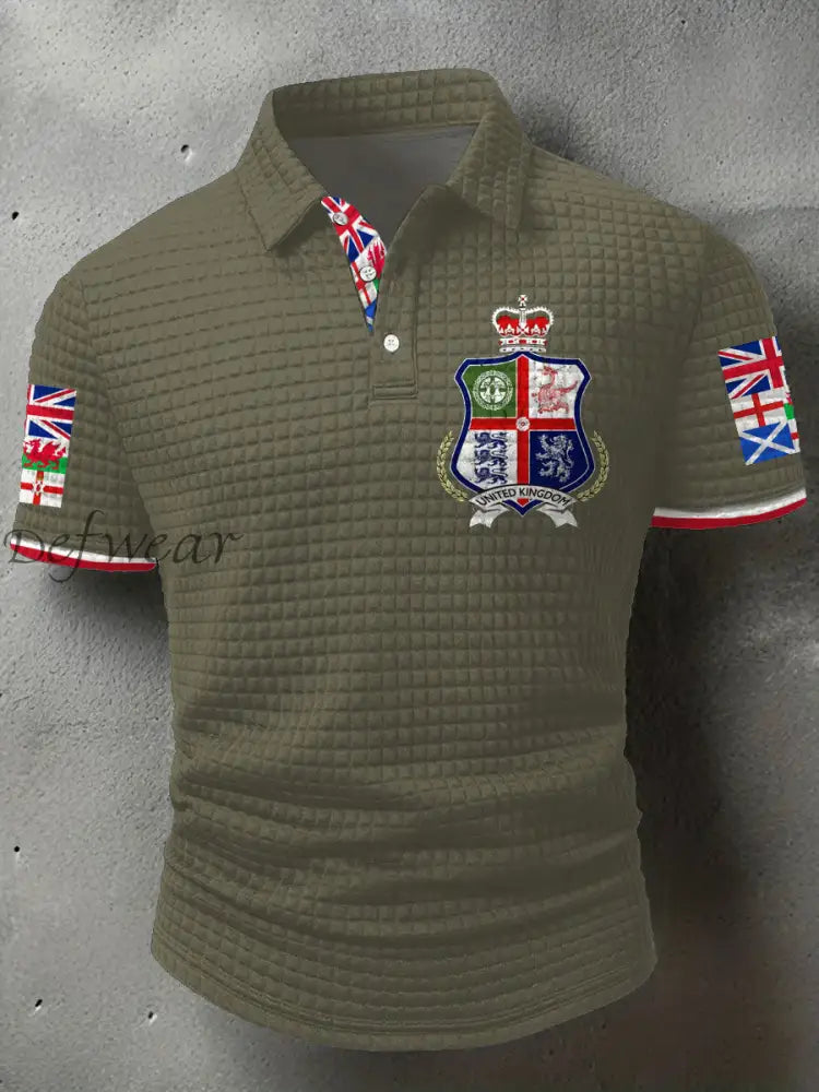 Men’s UK Scotland England Northern Ireland Wales Flag Art Printed Casual Tops Army Green / S