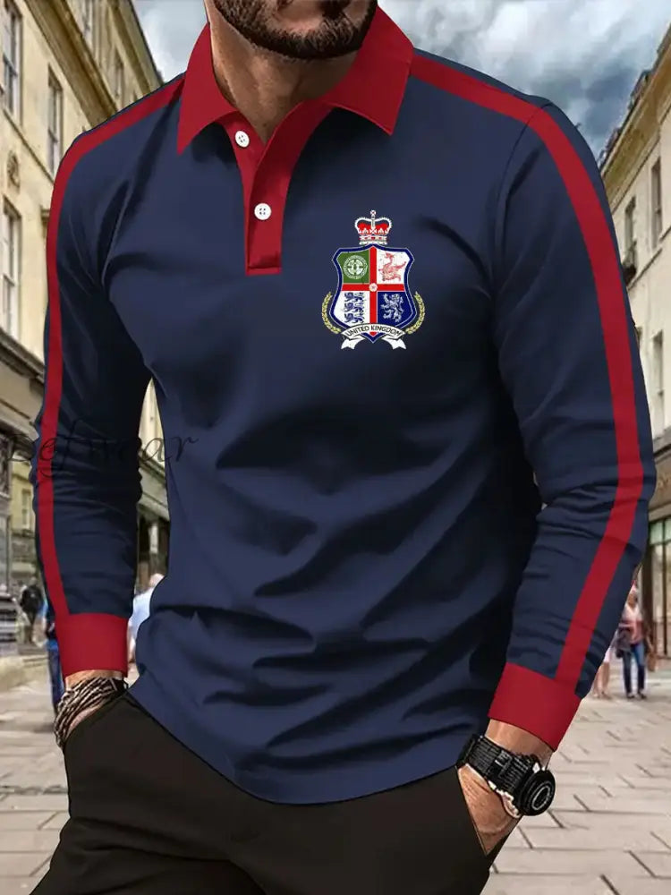 Men’s UK Scotland England Northern Ireland Wales Flag Art Printed Casual Tops Navy Blue / S
