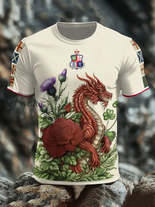 Men’s UK Scotland England Northern Ireland Wales Flag Art Printed T shirt Apricot / S