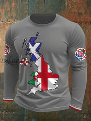Men’s UK Scotland England Northern Ireland Wales Flag Art Printed T shirt Light Gray / S