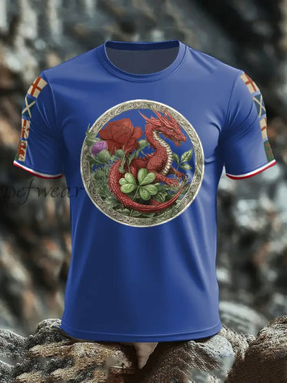 Men’s UK Scotland England Northern Ireland Wales Flag Art Printed T shirt Royal Blue / S