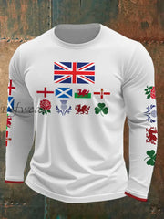 Men’s UK Scotland England Northern Ireland Wales Flag Art Printed T shirt White / S
