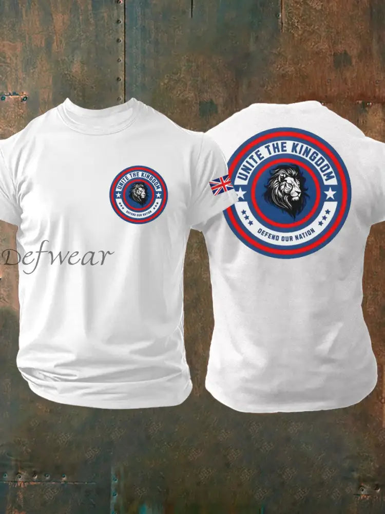 Men’s Unite The Kingdom Defend Or Nation Printed imitation cotton short-sleeved T-shirt White / S