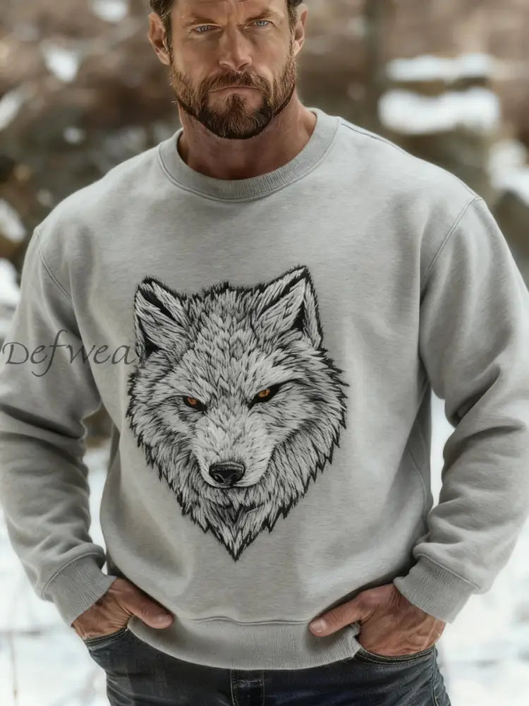 Men’s Viking Wolf Sweatshirt Light Gray / S