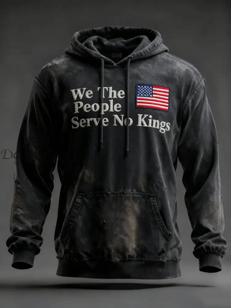 Men’s We The People Serve No Kings Printed Hoodie Dark Gray / S