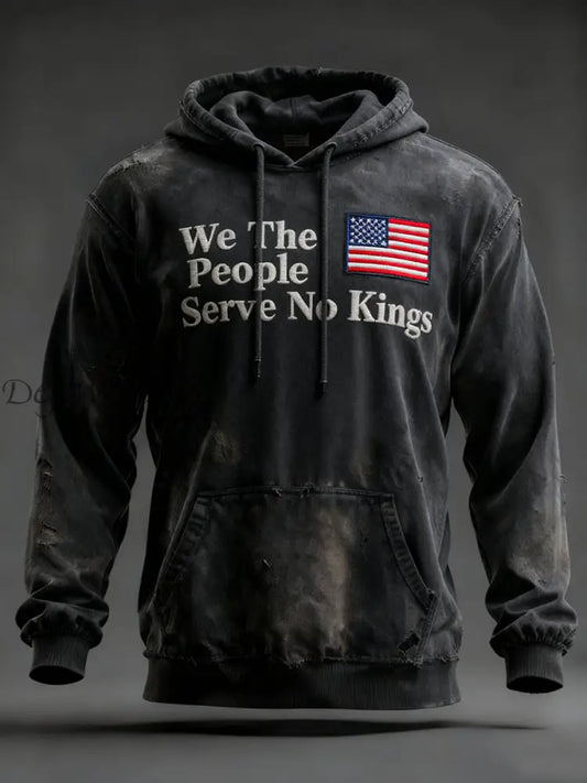 Men’s We The People Serve No Kings Printed Hoodie Dark Gray / S