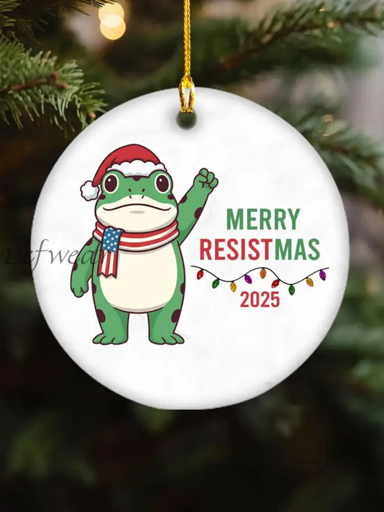Merry Resistmas Portland Frog Printed Acrylic Decorative Ornament As picture / ONE