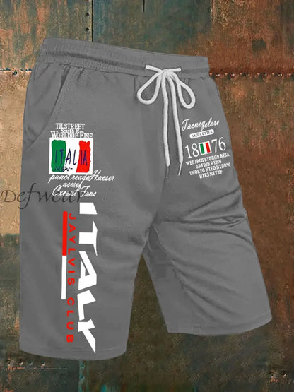 Pantaloncini casual stampati con bandiera italiana da uomo Grigio / S