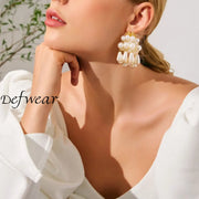 Pearl Waterfall Tassel Earrings Gold