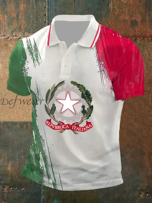 Polo casual con stampa bandiera italiana da uomo come immagine / S