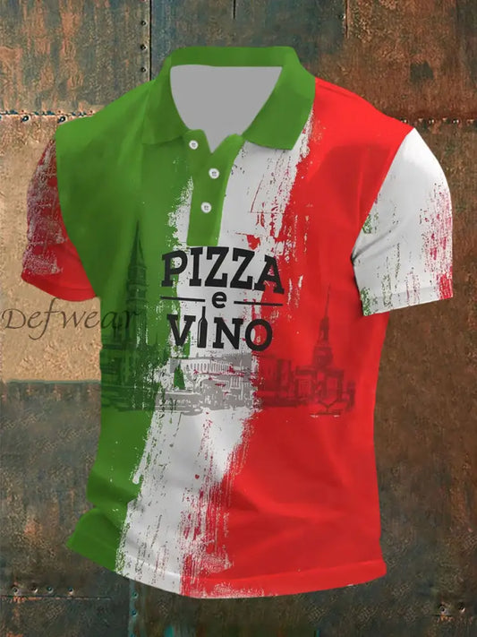Polo con stampa bandiera italiana uomo come immagine / S