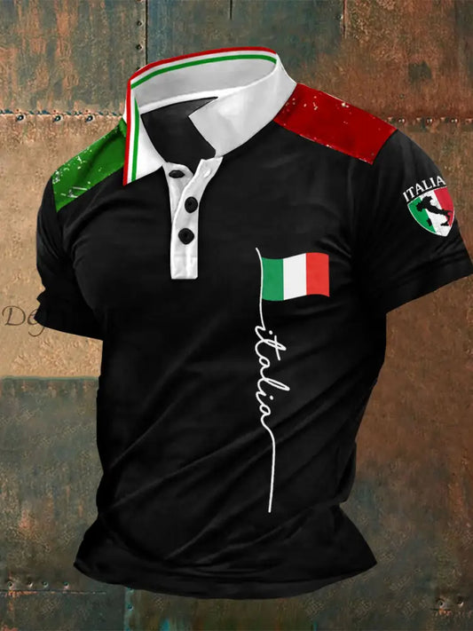 Polo con stampa bandiera maschile dell’Italia