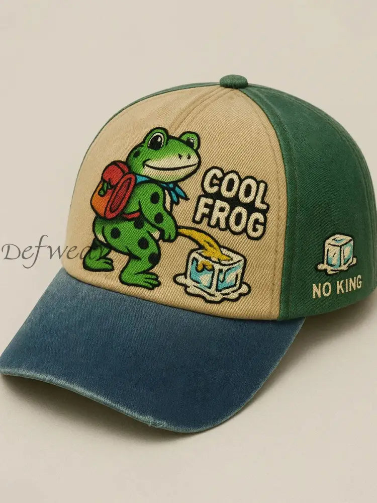 Resist Frog Print Casual Unisex Hat As picture / ONE