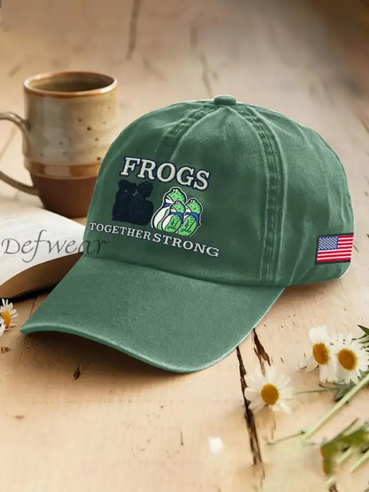 Resist Frog Printed Casual Unisex Hat Green / ONE