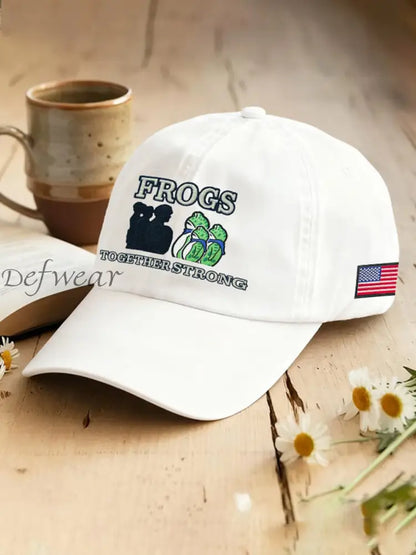 Resist Frog Printed Casual Unisex Hat White / ONE