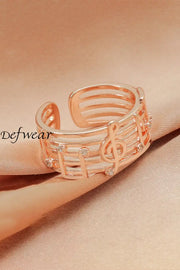 Retro Simple Music Note Hollow Ring Rose Gold