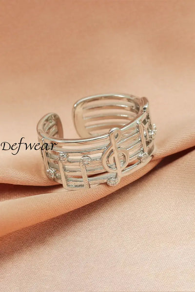 Retro Simple Music Note Hollow Ring Silver