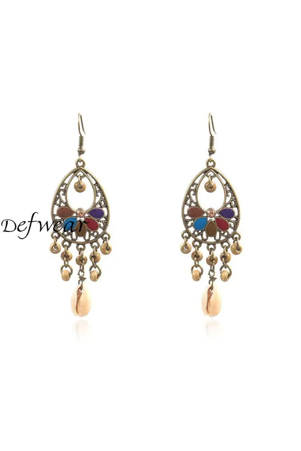 Retro Tassel Water Drop Hollow Earrings