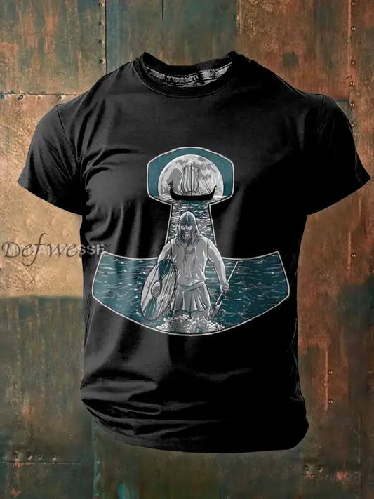 Retro Viking Print Casual T-shirt För Män som bild / S Ny Ankomst