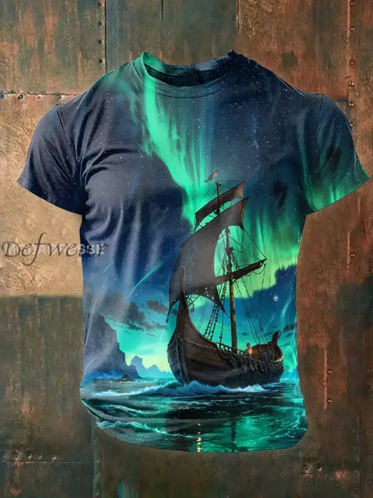 Retro Viking Print Casual T-shirt För Män som bild / S Ny Ankomst