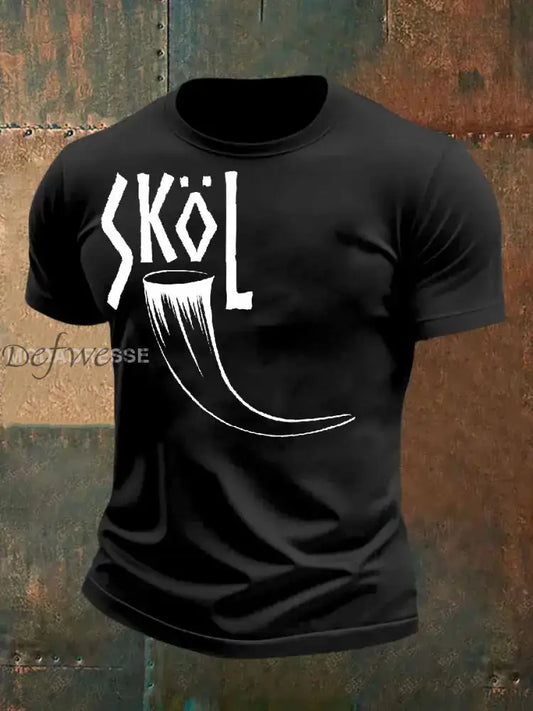 Retro Viking Print Casual T-shirt För Män som bild / S Ny Ankomst