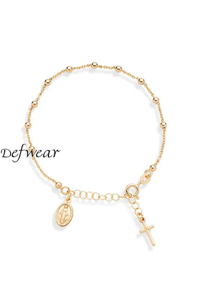 Simple Virgin Mary Cross Adjustable Bracelet