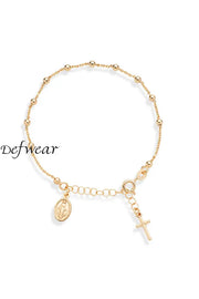 Simple Virgin Mary Cross Adjustable Bracelet Gold