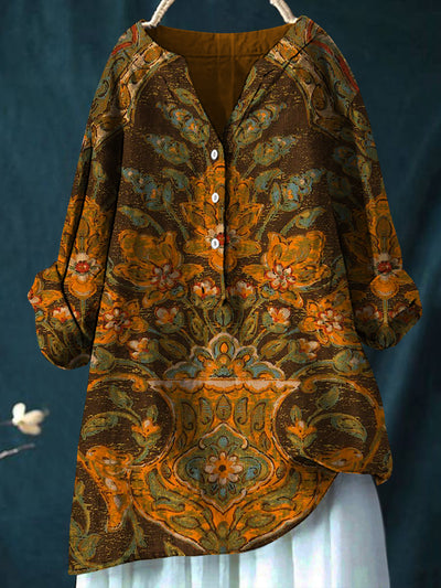 Glam Floral Art Printed Elegant V-Neck Vintage Chic Short Sleeve Maxi Dress