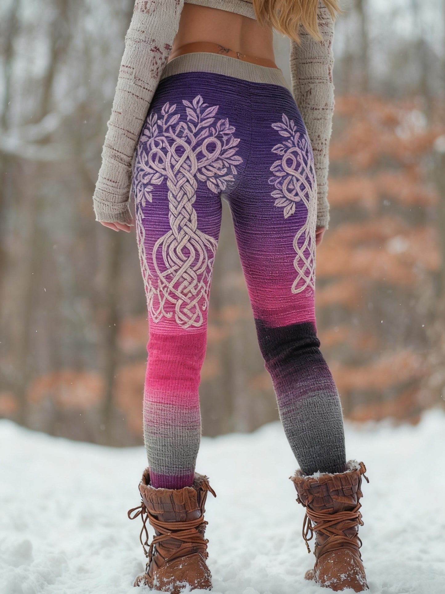 Women's Viking Celtic Knot Tree Of Life Gradient Sports Stretch Leggings