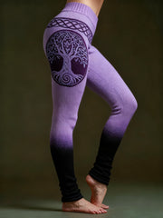 Women's Viking Celtic Knot Tree Of Life Gradient Sports Stretch Leggings