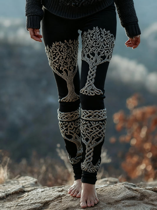 Women's Viking Celtic Knot Tree Of Life Sports Stretch Leggings
