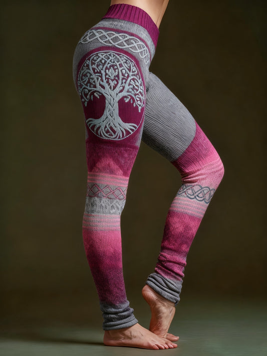 Women's Viking Celtic Knot Tree Of Life Gradient Sports Stretch Leggings
