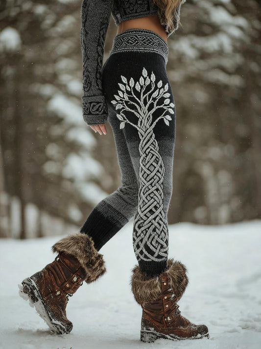 Women's Viking Tree Of Life Pattern Cozy Leggings