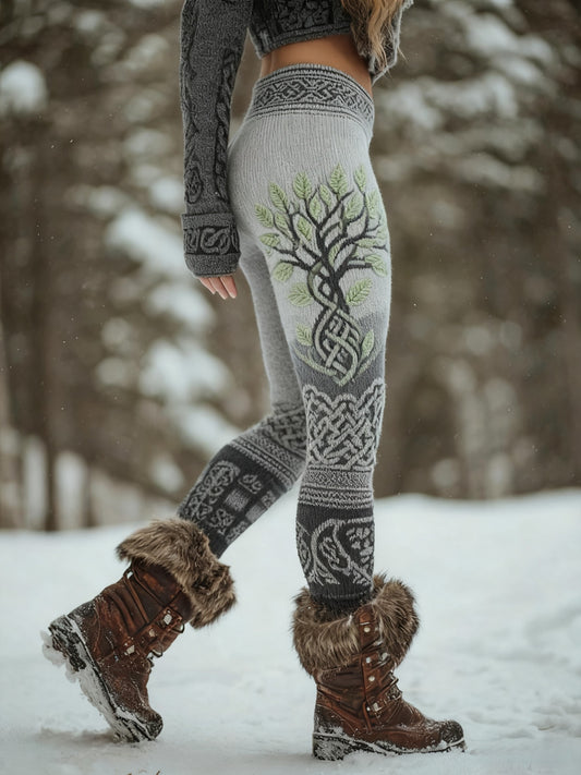 Women's Viking Tree Of Life Pattern Cozy Leggings