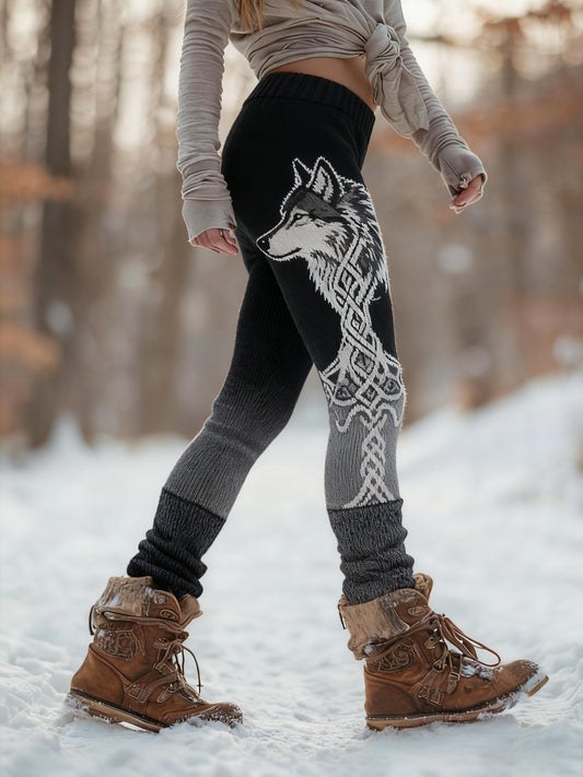 Women's Viking Wolf Tree Of Life Pattern Cozy Leggings