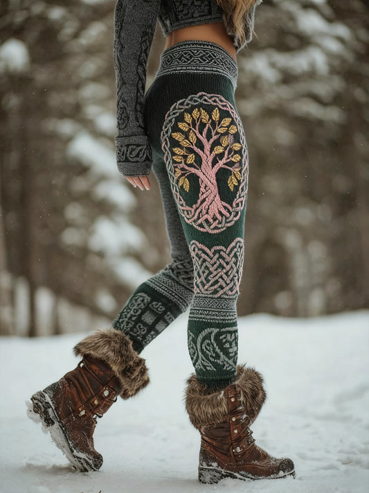 Women's Viking Tree Of Life Pattern Cozy Leggings